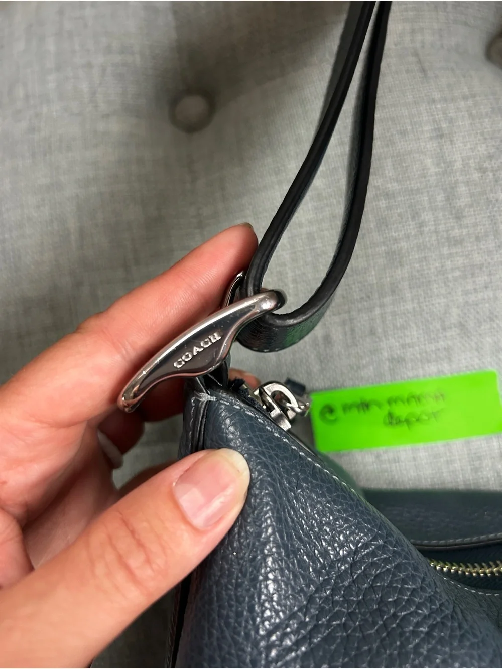 Coach Val Duffle C2818 Denim Blue Pebbled Leather Shoulder Bag